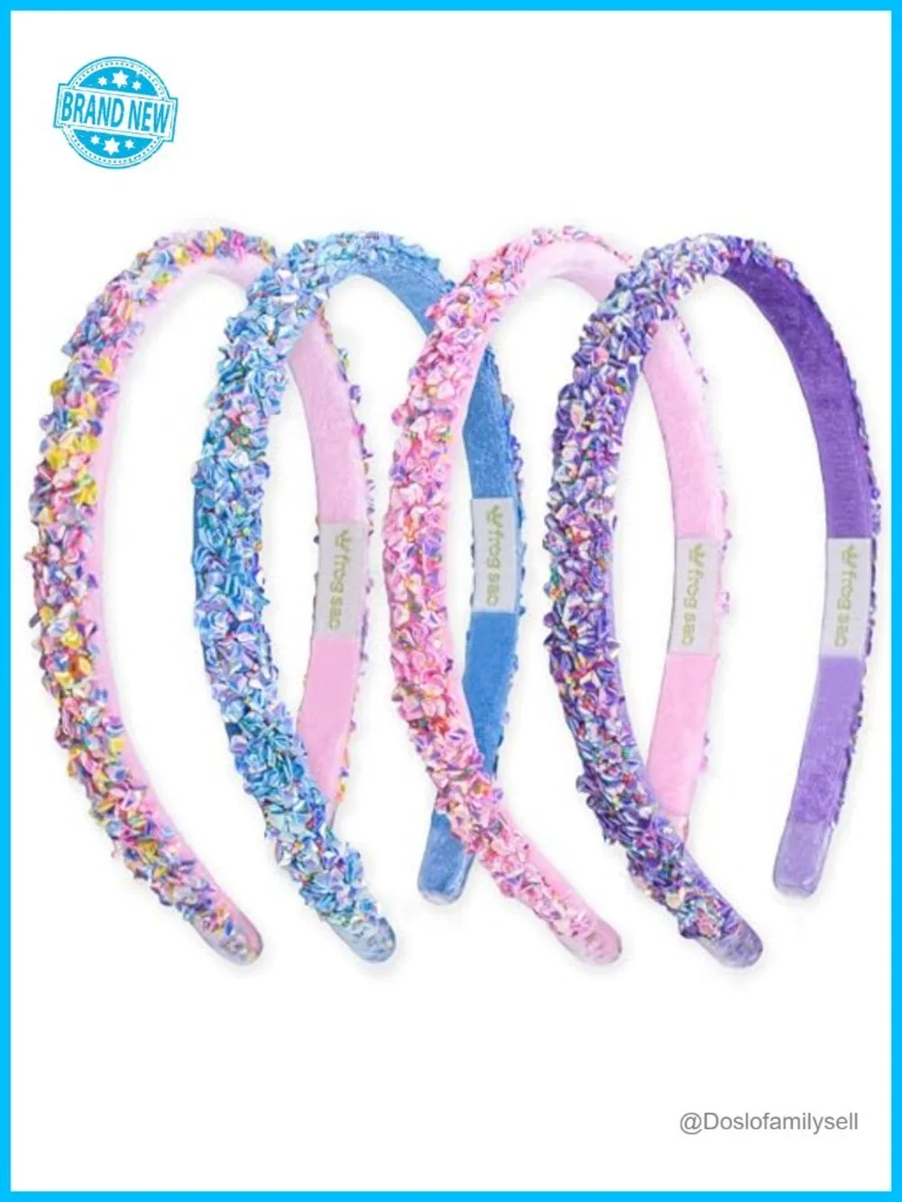 Sparkly Sequin Headband Set - 4 Thin Non-Slip Hair Bands for Kids